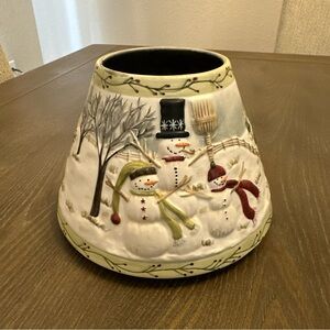 VTG CHRISTMAS SNOWMAN‎ YANKEE CANDLE SMALL Jar Candle Shade Topper